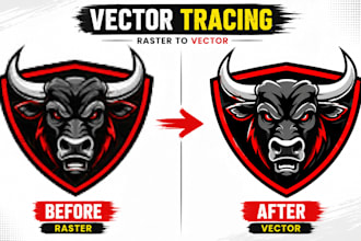 do manual vector tracing, logo redraw, and vector conversion