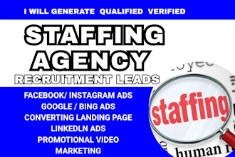 generate staffing agency leads recruitment agency via facebook ads google ads