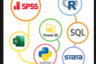 do data analysis using rstudio, spss , anova, and python