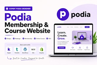create podia membership website redesign design podia online course website SEO