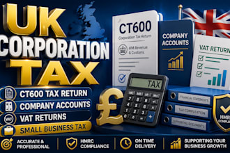 prepare uk corporation tax, ct600, company accounts and vat returns