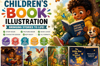 illustrate children story book, book illustration, watercolor ,picture book