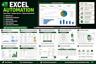 excel automation with vba, formulas, dashboards, power query