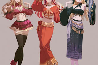 draw an anime illustration, character illustration or oc art