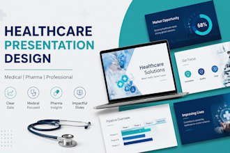 design healthcare presentation, medical pitch deck and pharma slides