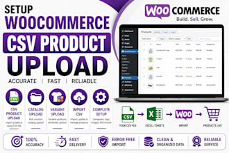 setup woocommerce CSV product upload, catalog upload, variant upload, import csv