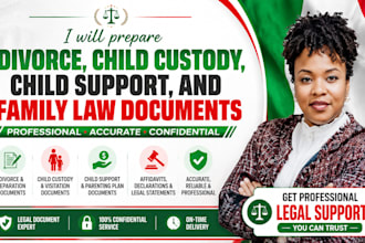 prepare divorce child custody child support and family law documents