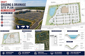 draft grading drainage site plan civil 3d drawings for ga nc sc