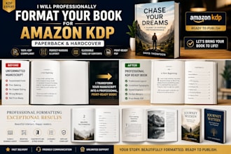 professionally format your book for amazon KDP paperback and hardcover