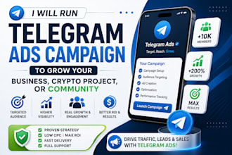 run telegram ads campaign to grow your business, crypto project