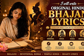 write original krishna bhajan, devotional songs, mantras and spiritual chants
