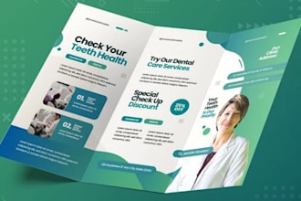 design premium dental clinic brochures, pharmacy flyers and patient guides