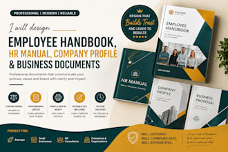 design employee handbook HR manual company profile and business documents