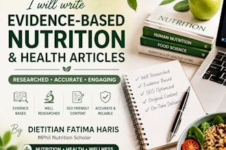 write evidence based nutrition and health articles