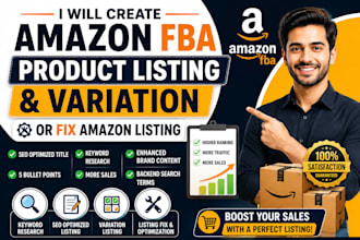 create amazon fba product listing, variation and fix amazon listings