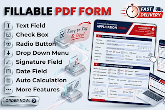 create fillable PDF form or design fillable PDF forms