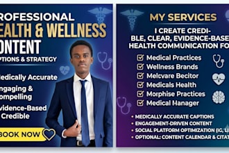 write health and social media content and captions