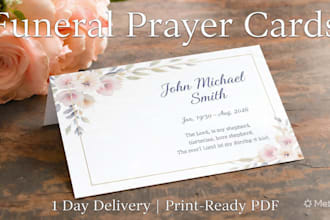 design funeral prayer cards and thank you cards
