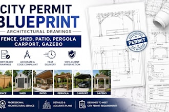 city permit blueprint architect for fence, shed, patio, pergola, carport, gazebo