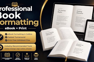 do book formatting for amazon KDP, ebook formatting and layout design