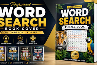 design a word search puzzle book cover for amazon KDP