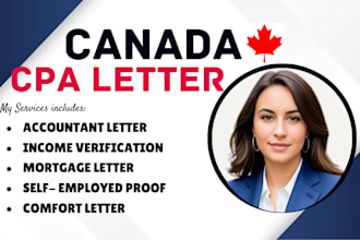 prepare canada CPA letter, accountant letter for mortgage, loan and income verif
