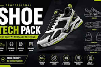 create shoe tech pack for footwear manufacturing