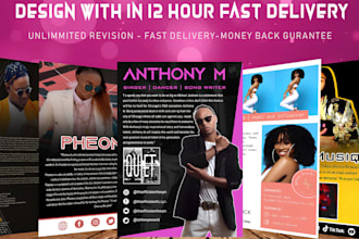 design epk, dj press kit, artist epk, flyer design, logo, speaker one sheet,
