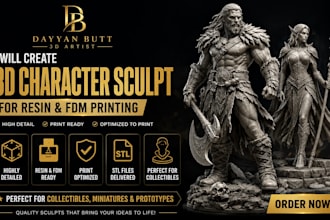 create custom 3d character sculpt for resin and fdm printing