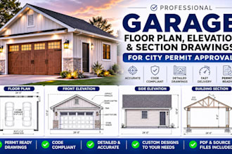 design a permit set detached garage new construction drawing