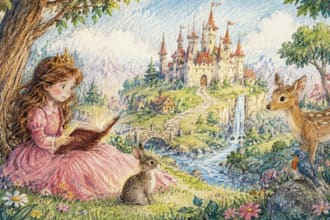 create hand drawn fairy tale illustrations for children