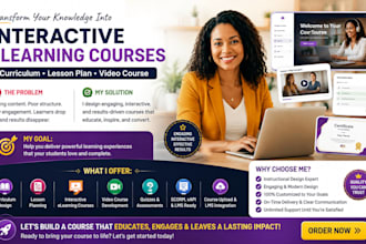 create interactive elearning course for curriculum, lesson plan, video course
