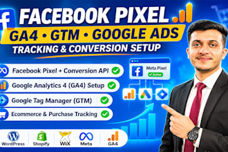 setup facebook pixel, ga4, GTM, google ads tracking and conversion API