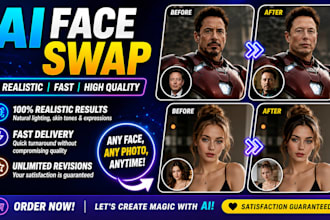 do face, body, or entire person swap, face swap on pictures, face swap on videos
