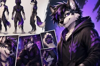 draw furry art, fursona and furry oc character