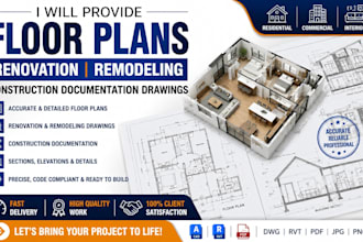 provide floor plans renovation remodeling construction documentation drawings