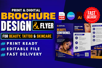 design a professional brochure and flyer for tattoo, beauty, and skincare brands