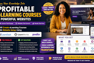 create interactive lms course with website setup for tutorlms, talentlms, graphy