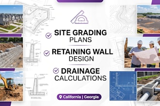 site grading and retaining wall design, drainage calculations california georgia