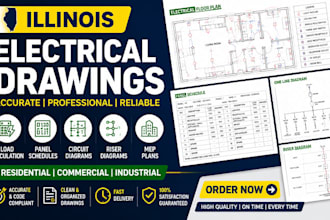 create illinois electrical drawings, load calculations panel schedules mep plans