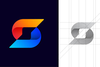 design abstract gradient logo with complete brand identity
