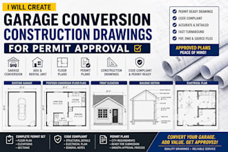 create garage conversion construction drawings for permit approval