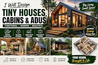 create realistic 3d tiny houses, cabins, and adus design