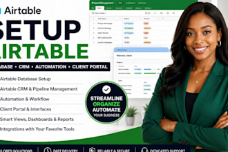 setup airtable database, airtable crm automation client portal database design