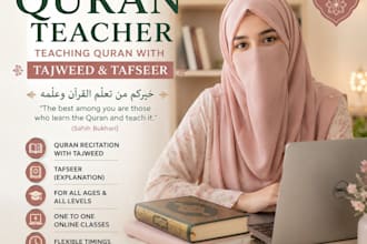 teach quran with tajweed and tafseer