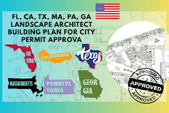 fl, ca, tx, ma, pa, ga landscape architect building plan for city permit approva