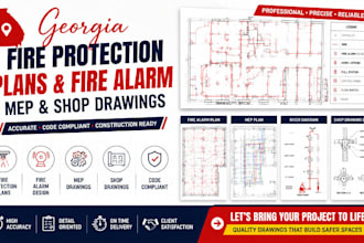 design georgia fire protection plans, fire alarm, mep and shop drawings