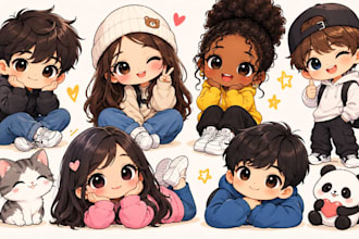 chibi art cute anime sticker chibi character emotes  chibi illustration
