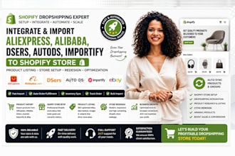 setup shopify dropshipping store integrate dsers, autods, aliexpress and alibaba