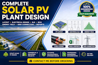 design complete solar pv plant with sld, boq and electrical design